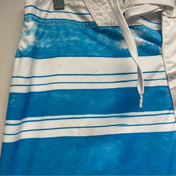 Oakley Mens Blue Gray and White Striped Swimsuit Size 31 - Picture 3 of 7